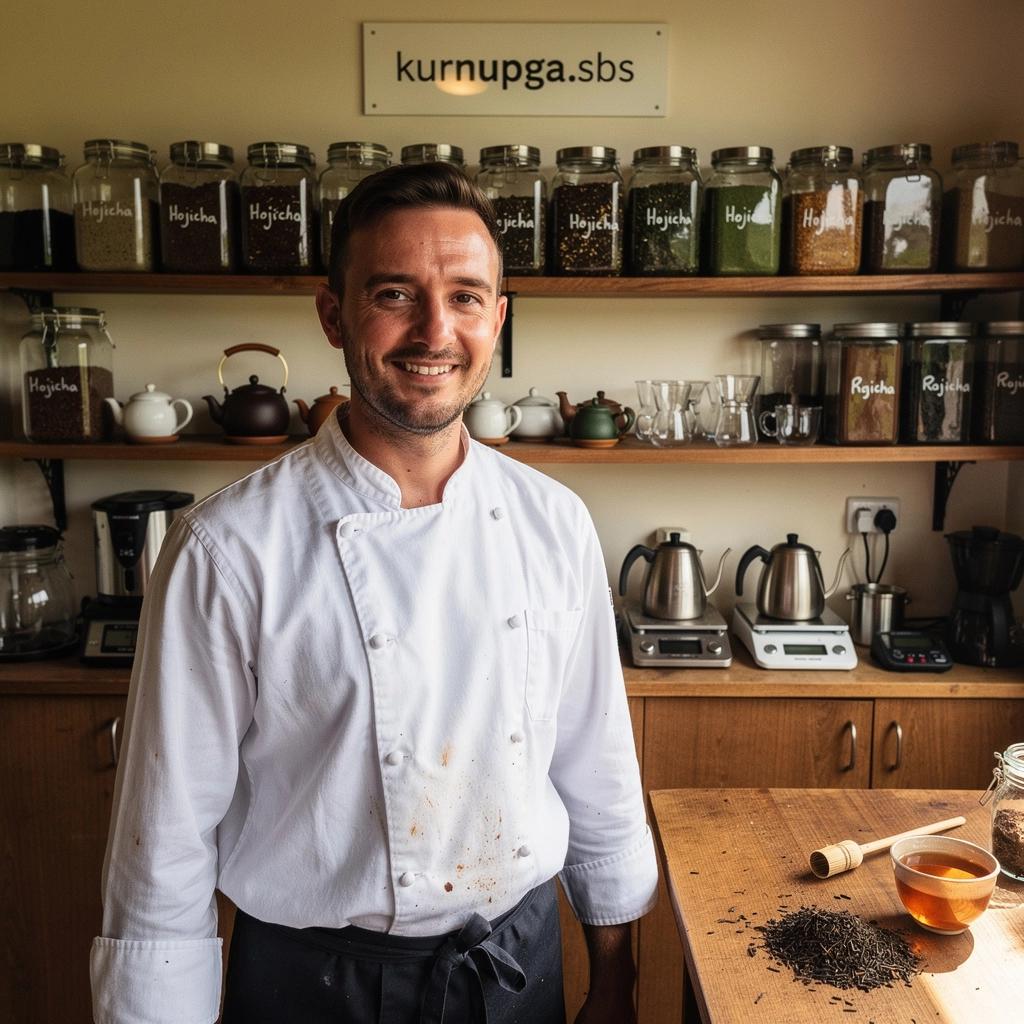 Hojicha pörkölt zöld tea levél, amely a japán hagyományokat idézi.