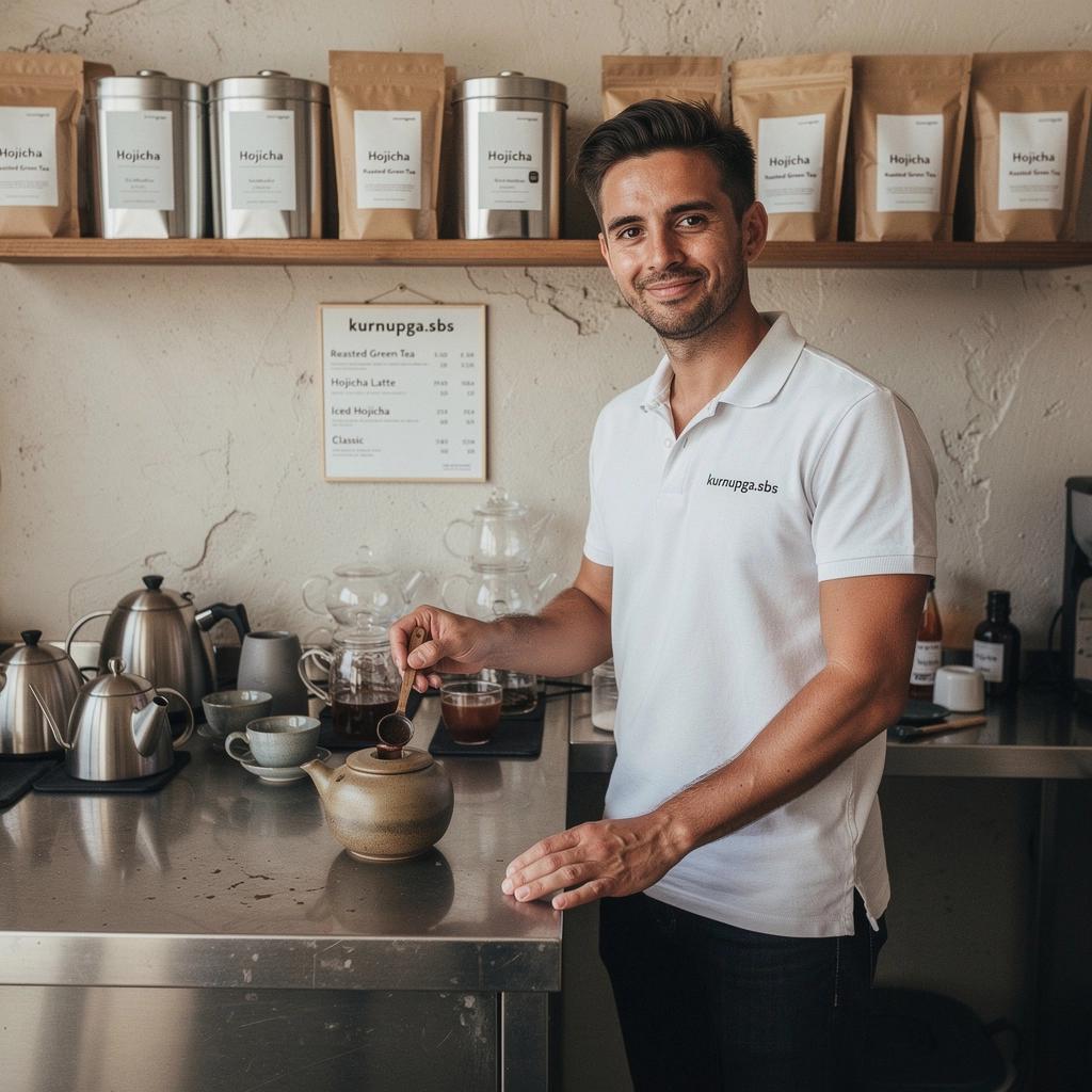 Hojicha tea készítési folyamatának bemutatása, pörkölés közben.